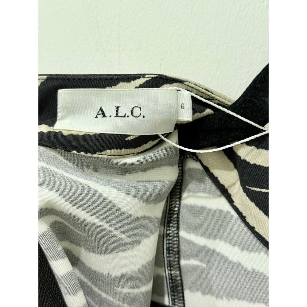 A.L.C Peyton Zebra Stripe Print Pleated Midi Dres… - image 5